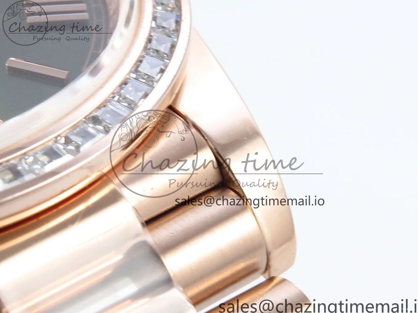 Roman on Weight) DayDate Best Green Dial President V5 A2836 1:1 Bracelet Edition 40 Bezel RG QF Diamonds (Gain 0111